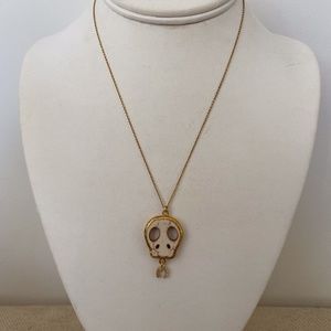 White Skull and Horseshoe Drop Necklace